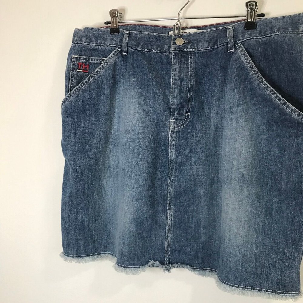 Vintage 90s Tommy Hilfiger Jean Denim Skirt Size 16 Painter Carpenter Pockets - Picture 3 of 12
